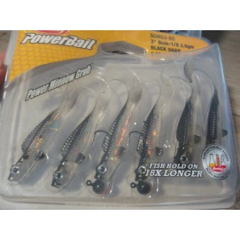 Berkley PowerBait Power Bait 2 Packs Berkley 3" Power Minnow Grubs 2 Pre-rigged Soft Fishing Baits Black Shad