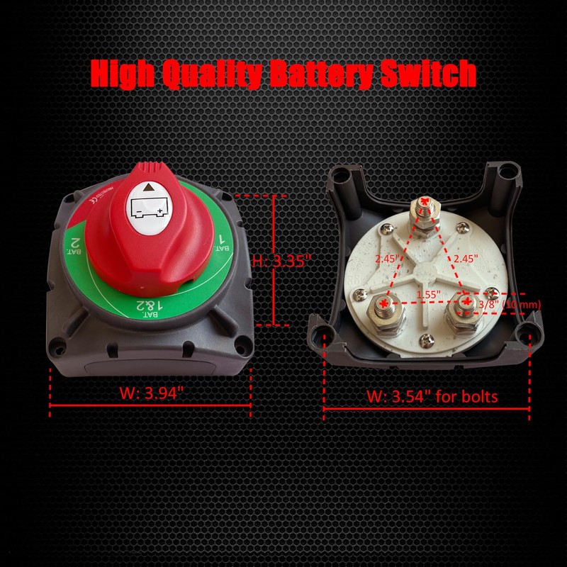 Ampper High Current 1-2-Both-Off Battery Switch 12V - 48V, Marine