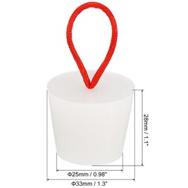 TOP-VIGOR 3Pcs Rubber Tapered Plug, 25mm to 33mm Solid Bathtub Bungs Stopper with Handle, Tapered Lab Seal Rubber Stoppers Test Tube Bungs for Test Tubes, Water Pipe, Drainage Hole, White