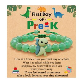 ORISPRE First Day of Preschool Pre K Bracelet Anxiety Mommy and Me Dinasour Son Bracelet from Mom Mother Bracelet Back to School Gifts
