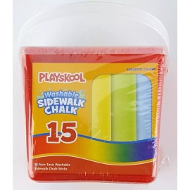 Playskool 15 pc WASHABLE SIDEWALK CHALK Assorted Colors Non-Toxic Plastic Tote