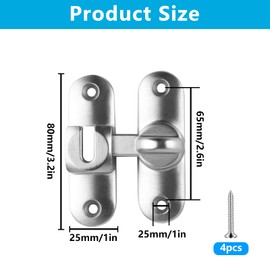 Sliding Door Lock Door Latch for Sliding Doors, Sliding Door Lock 90 Degree 180 Degree, Latch Lock Gate Latch Lock for Doors, Sliding Lock Sliding Bolt for Bathroom, Kitchen