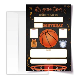 ANYEMW Basketball Birthday Invitation Cards with Envelopes Pack of 20 (4"x6"), Party Invitations for Boys, Girls, Kids, Teens, It’s Game Time, Basketball Party Favors Decor and Supplies.(03)