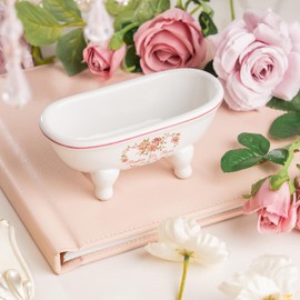 dodococa 1 Piece 5.7"" Mini Ceramic Clawfoot Double Ended Bathtub Soap Dish Vintage Decortative Soap Dish (Style 01)