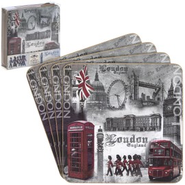 The Leonardo Collection London England Coaster Set of 4 White