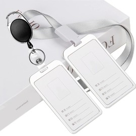 Metal ID Badge Holder for Women Men 5mlggoods Aluminum Retractable Badge Holder with Lanyards (Silver, 2 Pack)