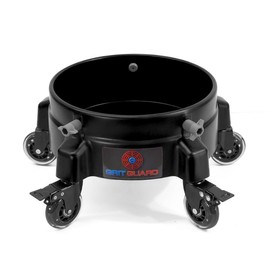 GRIT GUARD Bucket Dolly with Wheels - Rolling Detailing Wash Bucket with 5 Wheels and 2 Locking Casters Compatible with 2.5, 4, 5 and 6 Gallon Buckets (Black, 3" Roller Bearing)