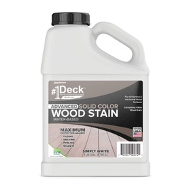 #1 Deck Premium Advanced Solid Color Outdoor Wood Stain and Sealer in One – Water Based Sealant for Wood Decks, Fences, & Siding - 1 Gal - Made in USA - Simply White