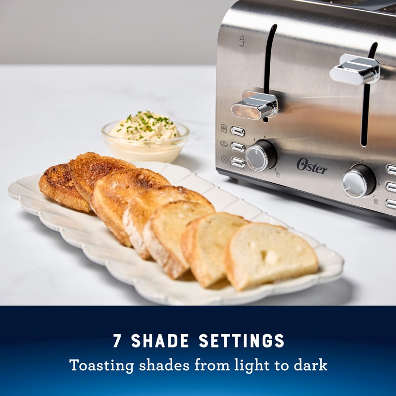 Oster 4 Slice Toaster, With 7 Browning Settings, Extra Wide