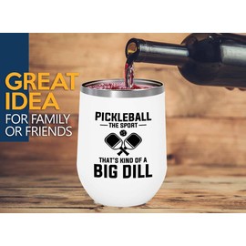 Pickleball White Edition Wine Tumbler 12oz - The sport that's - Ball Game pop tennis rackets netball handlball