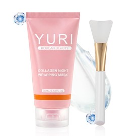 YURI Collagen Mask, Collagen Night Wrapping Mask 1PCS, Peel Off Overnight Facial Mask, Hydrating Face Mask for Skin Care, Easy Peel Sleeping Mask for Women & Teen Girls, 2.54 fl.oz