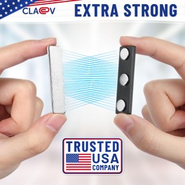 Claev - Name Tag Magnets - 10 Pack, 1.75 x 0.5 inches - Adhesive Two-Piece Design for Effortless Badge Attachment - Name Badge Holders with 3 Powerful Neodymium Magnets