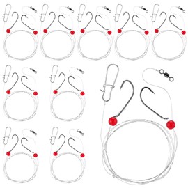 JolliLudo 10 Pcs Saltwater Fishing Rigs Fishing Leader Hooks Fish Line Nylon Wire with Hook Gear and Equipment Tackle Kit for Saltwater Bass/Grouper Fish