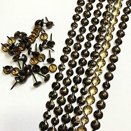 Let's Decorate 5 Meters Upholstery Tack Strips Antique Decorative Nail Strips Sofa Trim Moulding for Indoor Garden Chair Loose Push Pins Matched (9.5mm, Antique)