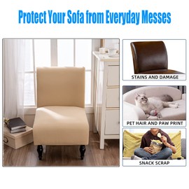 LEONEBEBE Chair Cover Without Armrests, Elastic Chair Cover for Living Room, Jacquard Lycra Fabric, Removable Cover, Washable, Non-Slip, for Chair, Hotel Room at Home