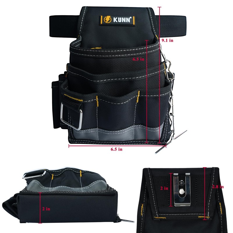 KUNN Electrician Tool Pouch,1680D Durable Tool Pouches with Belt Clip,Small