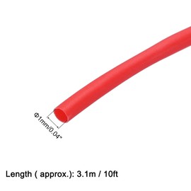 QUARKZMAN Heat Shrink Tubing 1 mm Diameter x 3.1 m Length, Heat Shrink Tubing Shrink Ratio 2:1 PE Heat Shrink Tube Set for Cable Insulation Cable Connections Cable Bundling, Red