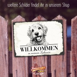 siviwonder Dog Sign Welcome Home Labradoodle Doodle No. 3 Dog Sign Saying Door Sign Warning Sign Gift Idea Beautiful Saying Dog Motif Aluminium Weatherproof Dog Sign