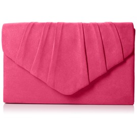 Swanky Swans Women's Iggy Suede Velvet Envelope Party Prom Clutch Bag Clutch Pink (Fuschia) ,5x13x22 cm (W x H x L)