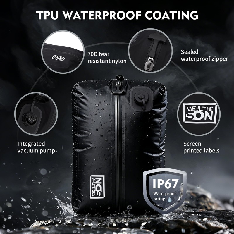 Vacuum Bags for Travel, One-Touch Vacuum Storage Bags, Waterproof Compression