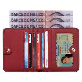 Cartera Mujer Pequeño con RFID Bloquea, Mini Monedero Bifold para Tarjetas, Billetera de Piel Plegable con Bolsillo, Tarjetero Minimalista con Ventana de Identificación para Chica Mujer