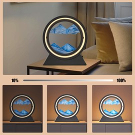 BVJKHQ Sand Pictures for Rotating, 3D Flowing Sand Painting Night Light, 10 Inch Sand Picture with Night Light for Adults, Teenagers, Child, Moving Sand Art Picture, Landscape for Desktop Decoration
