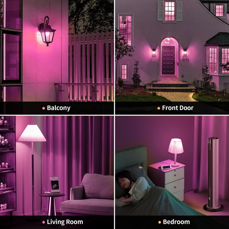 JAHEKS LED Pink Light Bulbs for Outdoor Indoor, 9W(60W Equivalent)