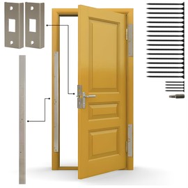 Door Armor MINI - 3-Piece Door Security Kit, Made in USA, Door Kick-in Prevention Guarantee, Door Reinforcement Plate for Door Jamb & Door Frame, Home Security - Satin Nickel