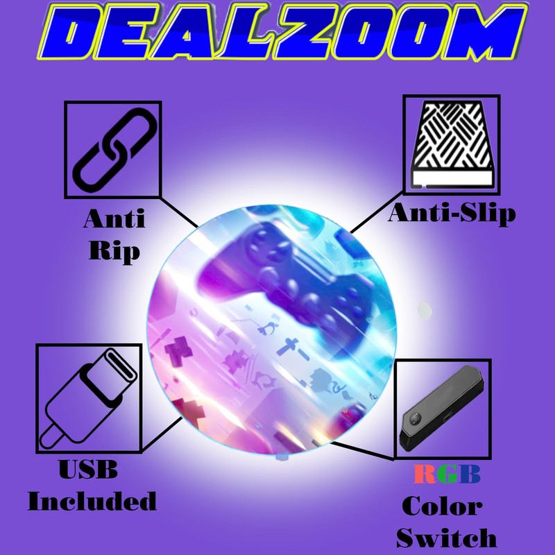 DEALZOOM Gaming Chair Mat RGB Gaming Lights (Galaxy Controller 47”)