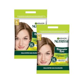 Kit Garnier Nutrisse Retocador de Raíz 7.1 Rubio Cenizo, Pack de 2 Unidades, Tinte Permanente en Crema con 100% Cobertura de Canas, Aplicación en Solo