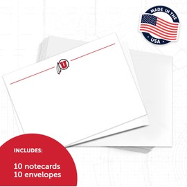 Desert Cactus University of Utah 10 Pack Notecards Stationary Cardstock UT Utes Includes Envelopes Memo Party Thank You (Notecard 1a)