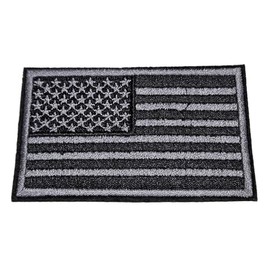 Fat-catz-copy-catz 1x Black or Khaki USA Flag Stars & Stripes Iron on Sew on Embroidered Badge Applique Motif Patch for Clothes 8cm x 5cm (Black)