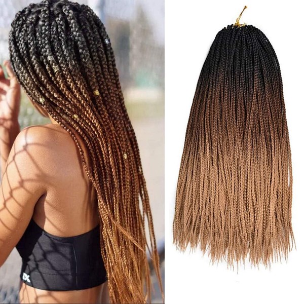 TAOYEMY Box Crochet Braids Hair Extensions 6 Packs 24 Inch Synthetic Braid Hairstyle 22 Strands/Pack Crochet Hair Extensions (24 Inches, T1B/30/27#)