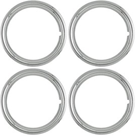 OxGord Beauty Trim Rings for 14 inch Rally Wheels 1 1/2 inch Deep Chrome Plated Steel with 360 Degrees Saw Tooth Clip Retention