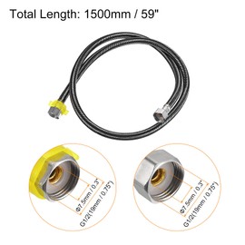 uxcell Faucet Supply Line Connector, G1/2 Female x G1/2 Female 59 Inch Long Braided 304 Stainless Steel Water Supply Hose, Black