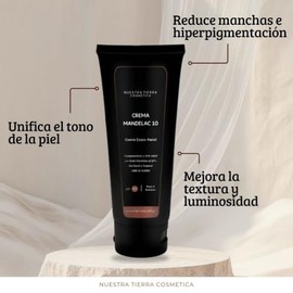 Nuestra Tierra Cosmética Crema Mandelac 10, Despigmentante y Aclarante con Ácido Mandélico al 10%, Uso Día/Noche, 100g