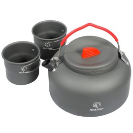 REDCAMP 1.4L Small Camping Kettle with 2 Cups, Compact Lightweight Tea Kettle for Outdoor Cooking Backpacking Picnic Fishing…