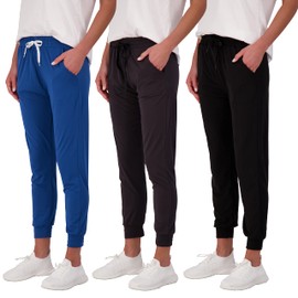 Real Essentials 3 Pack: Women's Ultra-Soft Lounge Joggers Athletic Yoga Pants with Pockets(Available in Plus Size)…