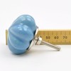 Chunky Painted Blue Ceramic Melon Knob, Pull, Handle, for Cupboards,
