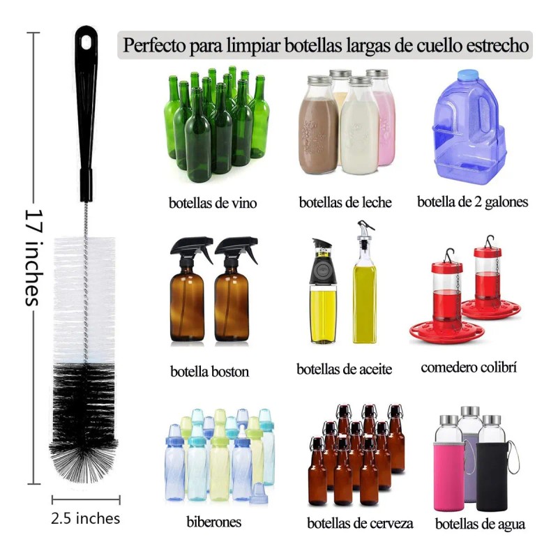Cepillo Para Botellas 15 Piezas, Limpieza Hogar De Botellas