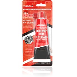 Visbella High Temperature RTV Silicone Gasket Maker, Sealed Oil Resistant Waterproof Quick Dry Liquid for Bonding Internal Combustion, Steam Turbines, Automotive Engine Parts 3.7OZ (Red)