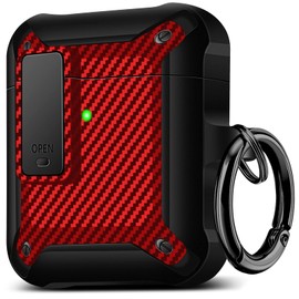 Maxjoy Case Cover for AirPod 2 & 1,Military Armor Series Full-Body AirPod 2nd Generation Case,Secure Lock Protective Case for Apple AirPod,Wireless AirPod Cases for Men Women (Red)