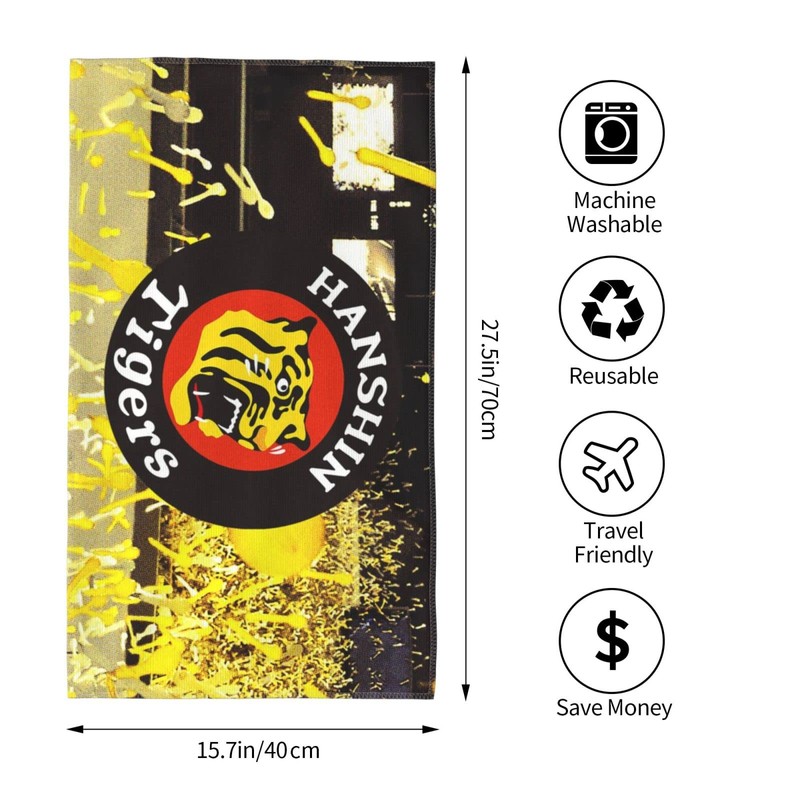 Hanshin Tigers Bath Towel, Microfiber, Fast Absorption, Quick Drying, Durable,