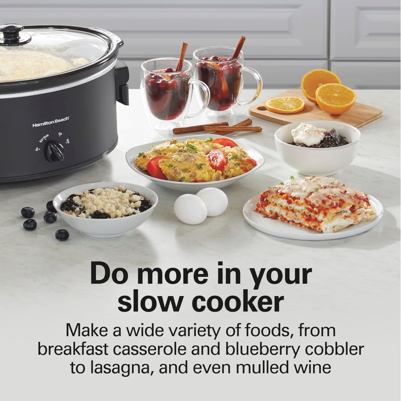 Hamilton Beach 7 Quart Slow Cooker with Space-Saving Folding Handles,