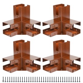 Pergola Kit, Heavy Alloy Steel Wood-Grain Brackets for 4''x4''(Inner Size 3.6x3.6) Lumber, Easy Installation for Gazebos, Patio Pergolas (4PC 3-Way 4 * 4)