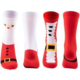 Toe-Tally Sox Santa Christmas Crew Socks for Women and Men (2 Pack)