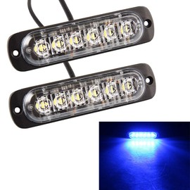 Poopee LED Daytime Running Lamp, Waterproof, Blue/White, for 12V/24V Cars, Dustproof, Shockproof, 6 LEDs, DRL, Super Thin, Left and Right Set