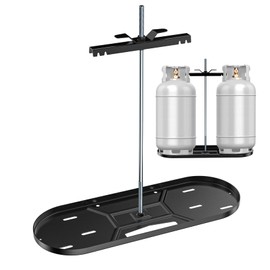 Skyflame Steel RV Dual Propane Tank Mounting Rack for 30 lbs Tanks, Double Gas Tank Cylinder Hitch Frame for RVs, Camping and Trailers