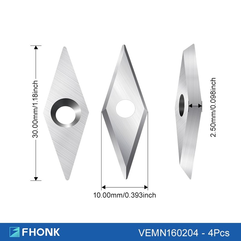 FHONK 34Pcs Tungsten Carbide Cutters Inserts Set, Lathe Tools for