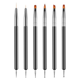 6 Pack Nail Dotting Tools Nail Liner Brushes Nail Gel Polish Brushes Nail Design Brushes Pen Kit Nail Detail Brushes Double-ended Nail Art Brushes for DIY Nail Drawing French Manicure